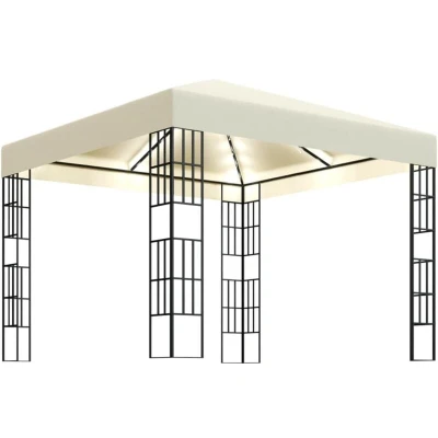 Image of vidaXL Gazebo with LED String Lights 3x3 m Cream