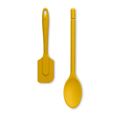 Image of Zeal JSET4M Non Stick Silicone Cooks Spoon &amp; Spatula 2 Piece Set Mustard