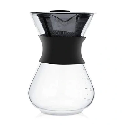 Image of Tosuny Manual Hand Drip Coffee Maker 400ML Pour Over Brewer Borosilicate Glass Pot with Stainless Steel Filter