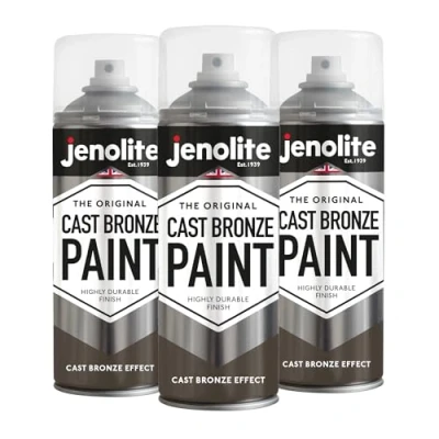 Image of JENOLITE Cast Bronze Spray Paint 3 x 400ml Textured Effect Realistic Multi Surface Ideal For DIY Projects, Crafting, Ornaments, &amp; Much More
