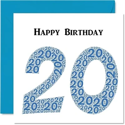 Image of Fun 20th Birthday Cards for Men Shapecloud Happy Card Son Daughter Brother Sister Grandson Granddaughter Niece Nephew Uncle, 145mm x Greeting Cards,