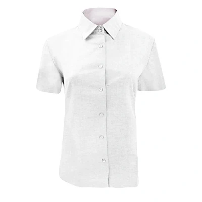 Image of MAKZ Russell Athletic Collection Short Sleeve Easy Care Oxford Shirt Ladies/Womens White XXXX Large