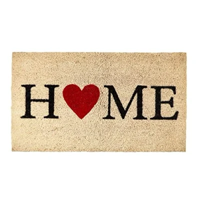 Image of GROUNDSMAN COIR DOORMAT HOME RED HEART 40CM X 70CM GMDM90