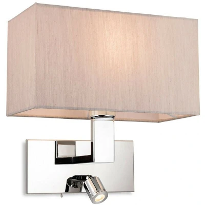 Image of Raffles Wall Lamp with Adjustable Switched Reading Light Chrome Oyster Shade