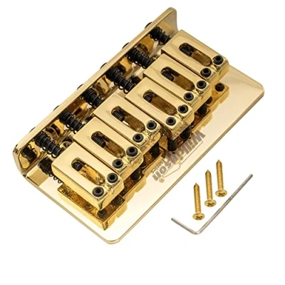 Image of Wilkinson WOF01 52.5mm(2 1/16 inch) Hardtail Fixed Bridge for Squier/Mexico Fender Strat Electric Guitar, Gold