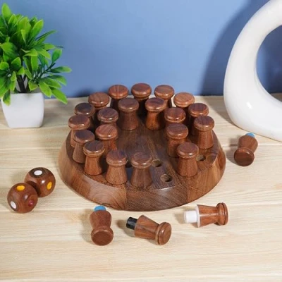 Image of Ajuny Wooden Memory Chess Matching Game Educational Interaction Board Games Multi Player Family for Kids &amp; Adults Game, Birthday Gift 8 Inch