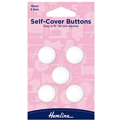 Image of Hemline Self Cover Plastic Buttons, 11mm, 15mm, 18mm, 22mm, 29mm,38mm, (18mm 5 Buttons)