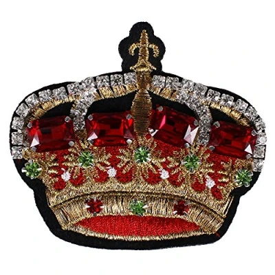 Image of 2pieces Beads Crystal Crown Fabric Patches Applique Rhinestones Diamond Badges Garment Brooches Decorated Craft Sewing