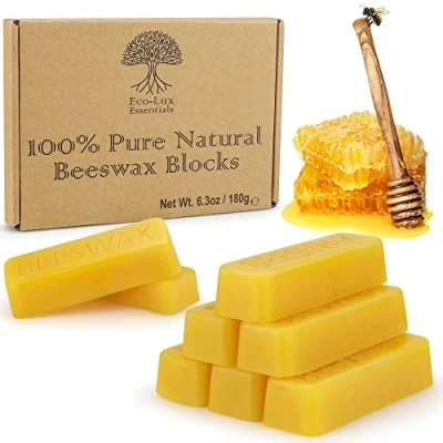 Image of Eco Lux 8 Beeswax Blocks 100% Pure Natural Organic Bees wax 180g