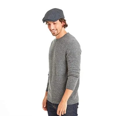 Image of TOG24 Mens Weighton Knit Flat Cap Blue Marl Cotton Size L/XL