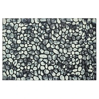 Image of Nicoman Pebble Stone Pattern Barrier Doormat Eco Friendly Scrape and Absorbent Indoor/Outdoor Door Mat, Rectangular (60x40cm), Pebbles Grey