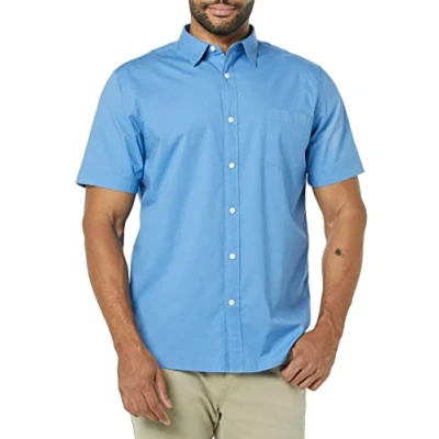 Image of Amazon Essentials Men&#039;s Slim Fit Short Sleeve Poplin Shirt, Light Blue, XXL