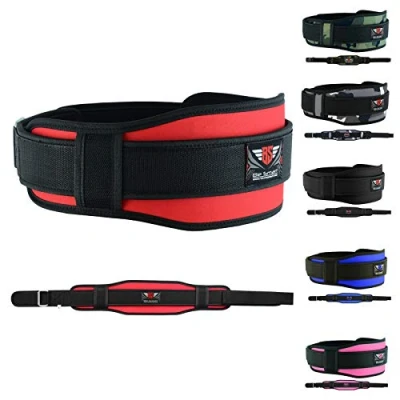 Image of Weight Lifting Belt Neoprene Gym Fitness Workout Double Support Brace (RED, SMALL 27&quot; 33&quot;)