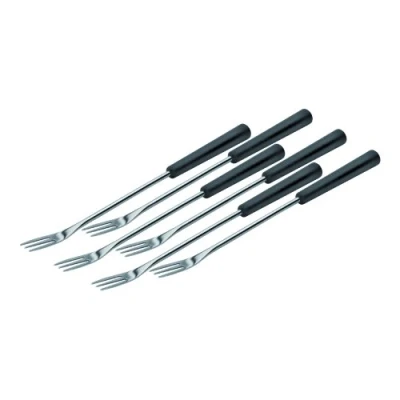 Image of Kuhn Rikon Cheese &amp; Meat Fondue Forks Plastic 6 Pieces, Silver/Black, 26.5 x 1.5 cm