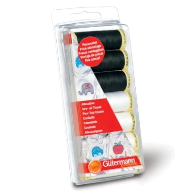Image of Gutermann Thread Set: Sew All: Black &amp; White: 7 x 100m