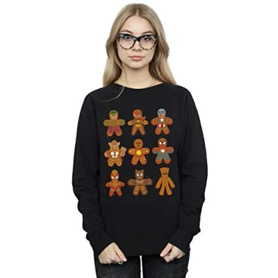 Image of Marvel Women&#039;s Avengers Christmas Gingerbread Sweatshirt Black Large