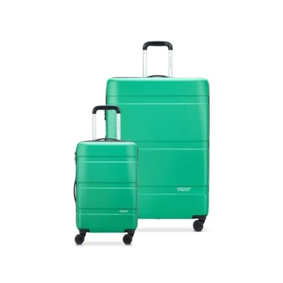 Image of United Colors of Benetton Now Hardside Luggage with Spinner Wheels, Green, Checked Large 27 Inch, Now! Wheels