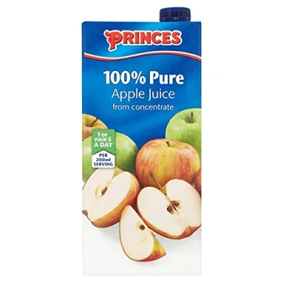 Image of Princes 100% Pure Apple Juice from Concentrate 1 Litre (Pack of 12 x 1ltr)