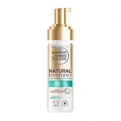Image of Garnier Ambre Solaire Natural Bronzer Self Tan Mousse 200 ml, Streak Free &amp; Intense Fake In 1 Application, Hydrating With Coconut Water, For Face Body, Vegan Formula