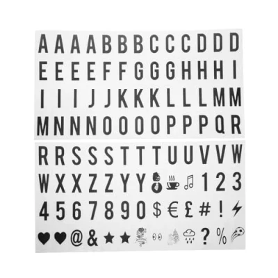 Image of OTOTEC Cinematic Light up Sign Extra Letter Packs Cinema Style Apply to A4 box 104pcs Black Letters &amp; Symbols