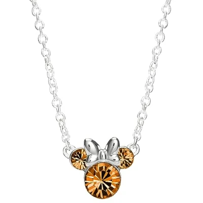 Image of Disney Minnie Mouse Sterling Silver November Birthstone Crystal Necklace