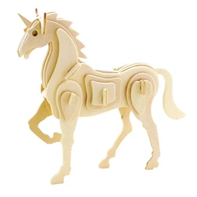 Image of Georgie Porgy 3D Wooden Puzzle unicorn Model Woodcraft Construction kit Kids Toys age 5+ (JP257 30pcs)