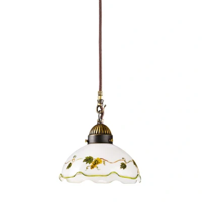 Image of Nonna Cottage Style Glass Dome Pendant Light Matt Antique Brass, 1x E27