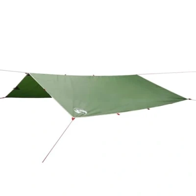 Image of vidaXL Green Camping Tarp 500x294 cm Waterproof &amp; Wind Resistant Polyester, Multi Use with Corner Grommets, Lightweight, Includes Carry Bag