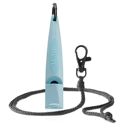 Image of ACME Dog Whistle No. 211.5 (Update 2023) with Free Band in Matte Black, Alpha, Ideal for Callback, Long Range, Frequency Standardised (Baby Blue)