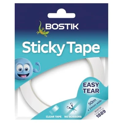 Image of Bostik Sticky Tape Single Easy Tear 24mm x 50m, Transparent