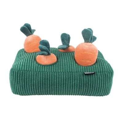 Image of Webbox Carrot Patch Dog Toy Plush with Interactive Treat Hiding Puzzle