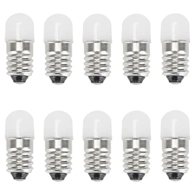 Image of GutReise E10 LED Bulbs 6V Warm White,10pcs AC/DC Miniature Screw Lamps 0.5Watts 65Lm (6V, White)