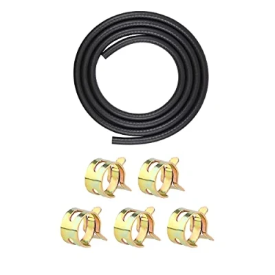 Image of SAVITA 5/32inch 3.28 Ft ID Fuel Line Set, Pipe Hose with 5Pcs Clamp, Petrol Tool Kit for Motor, Car, Tractor, Small Engines