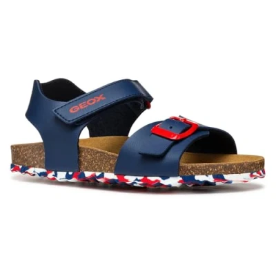 Image of Geox Ghita BOY Sandals for kids, Size: 4, Navy/white/red Synthetics