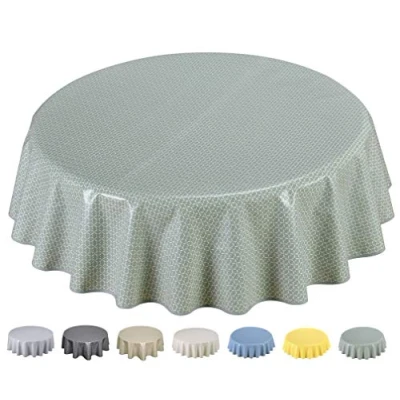Image of Home Direct Round Oilcloth PVC Wipe Clean Tablecloth Table Cover 140cm 55&quot; Sage Green