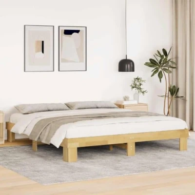 Image of vidaXL Bed Frame 180x200 cm Super King Solid Oak No Mattress Space Saving Low Design Modern Bedroom Furniture