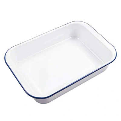 Image of Webake Enamel Roasting Tin Pie Dish Baking Tray Bakeware Oven Pans, 36 x 24 7 cm
