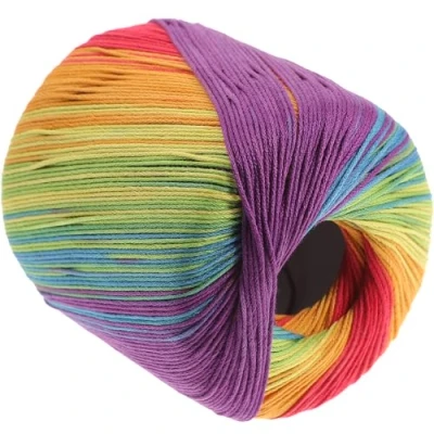 Image of Healifty 133M Crochet Yarn Knitting Soft Cotton Color Gradient Hand Supplies for Sweater Scarf Hat Shawl Blanket Rainbow