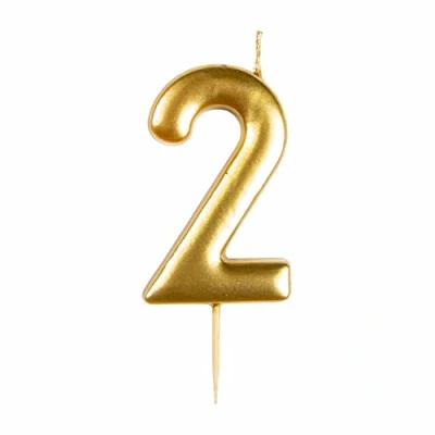 Image of amscan 9911806 Gold Numerical Candle 2