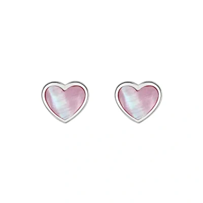 Image of Dew Sterling Silver and Pink Mother of Pearl Heart Stud Earrings