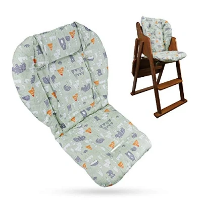 Image of Longgouk Cushion for High Chair, Chair Pad/high Seat Pad, Soft and Comfortable, Light Breathable, Make the Baby Sit More Comfortable (Green forest animal pattern)