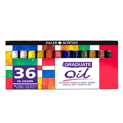 Image of Daler Rowney Graduate 22ml Oil Paint Set, 36 Assorted Colours, High Lightfastness, Ideal for Student Artists &amp; Hobbyists