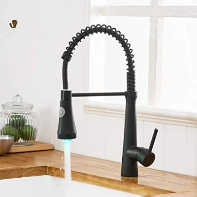 Image of TIMACO LED Black Kitchen Tap 360 Rotatable Mixer Spiral Spring High Pressure