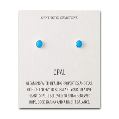 Image of Philip Jones Synthetic Blue Opal Stud Earrings with Quote Card