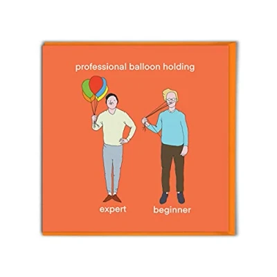 Image of Brainbox Candy Funny Birthday Card &#039;Balloon Holding&#039; Otherwhats Hilarious Illustration Cartoonist Silly Cheeky Cards For Him Her Men Women Friends Mates