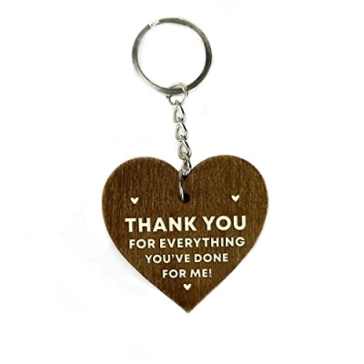 Image of RED OCEAN Thank You Gifts For Him Her Wood Keyring Gift Teacher Friend Best Women Men