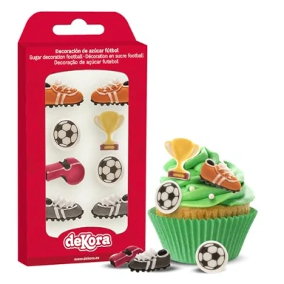 Image of Dekora Edible Sugar Cake Or Cupcake Decoration Figures For Football Themed Cakes Suitable Vegetarians, (Pack Of 8) Mixed
