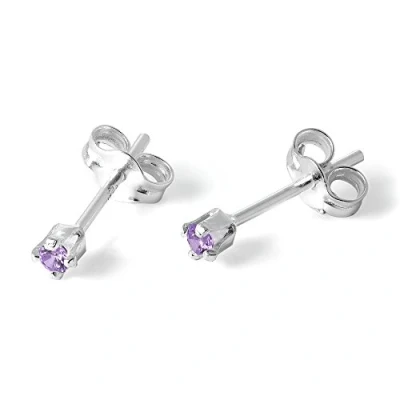 Image of Sterling Silver &amp; 2mm Round Amethyst CZ Crystal Stud Earrings