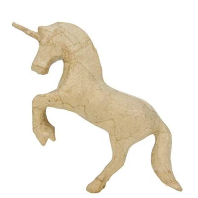 Image of Décopatch Ref AP143O Small Bucking Unicorn Papier Maché Object to Decorate 12 x 4 16.5cm with Papers &amp; PaperPatch Glue, Glitter, Paints