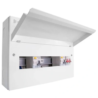 Image of Elucian CUEHIB16MSRCD10 16 Way High Integrity Metal Consumer Unit with 100A Mains Switch + 2 x 80A RCD 10 Free Ways